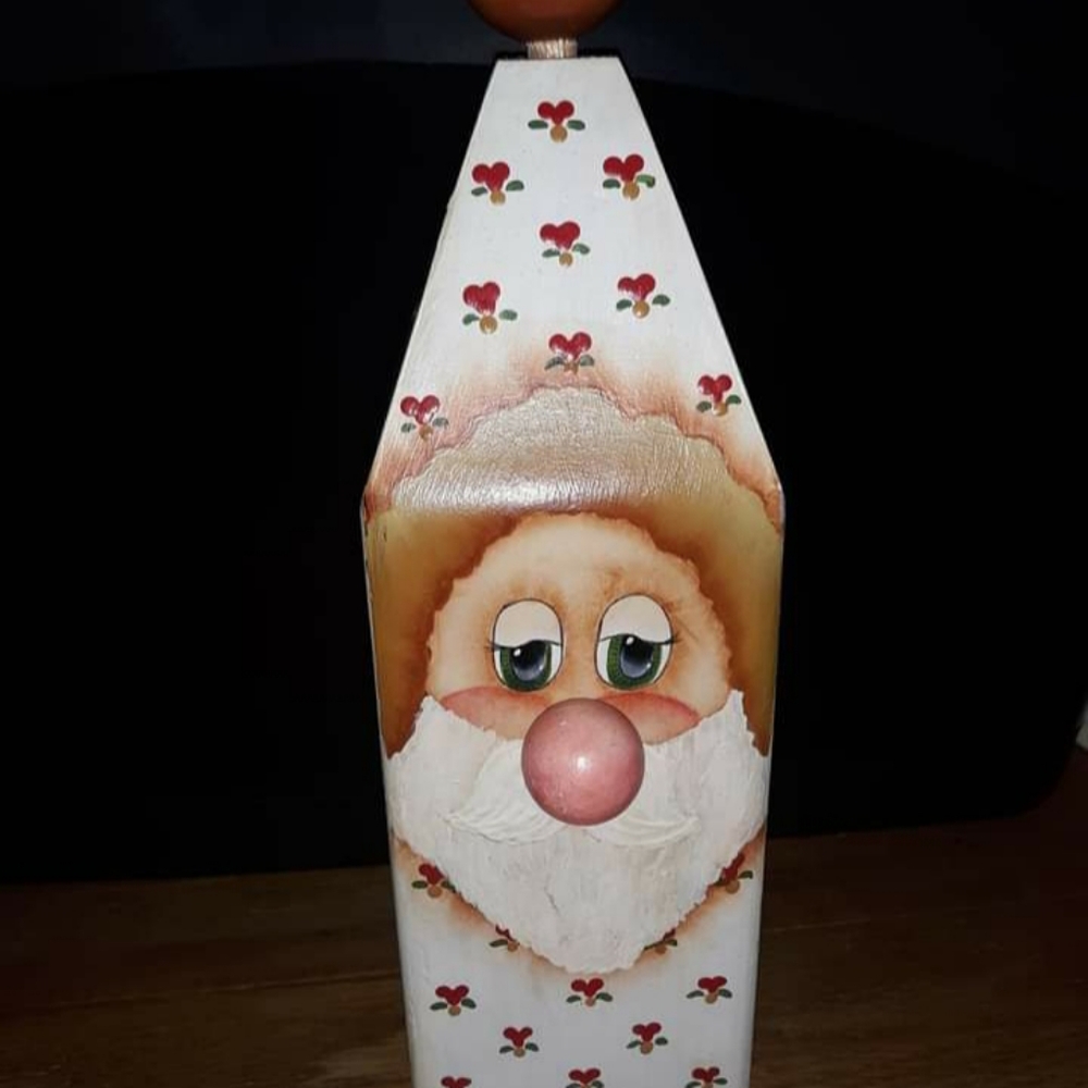 Cute hand painted country wood santa